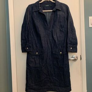 Lauren Ralph Lauren blue denim shift dress. Size 6